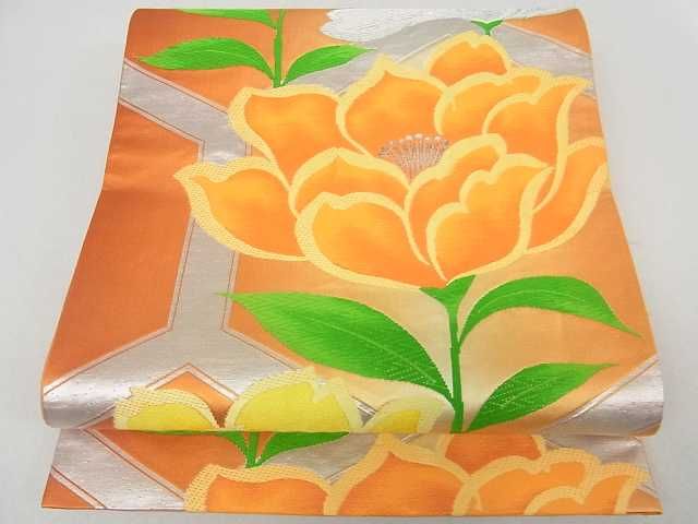 平和屋着物■六通柄袋帯 唐織 草花 銀糸 逸品 ma2359