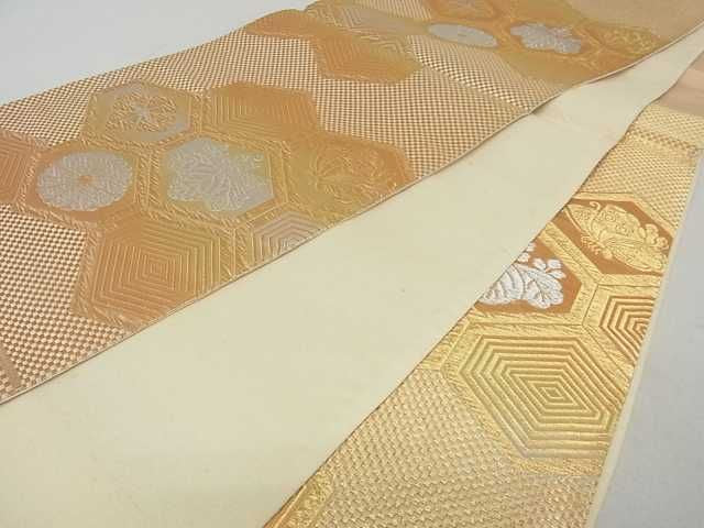 平和屋着物■六通柄袋帯 亀甲菊桐花蝶文 金銀糸 逸品 ma2391