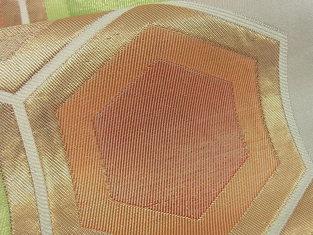 平和屋着物■六通柄袋帯 亀甲文 金糸 逸品 mz0835