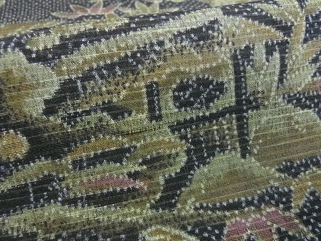 平和屋着物■上質な紬 風景草花文 逸品 mz0892