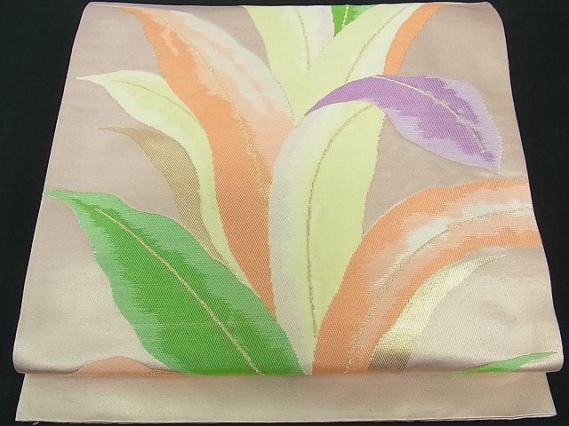 平和屋着物■六通柄袋帯 枝葉文 金糸 逸品 mz1090