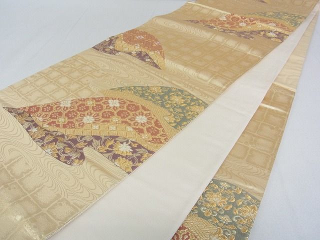 平和屋着物■六通柄袋帯 流水吉祥花文 金糸 逸品 mz1320