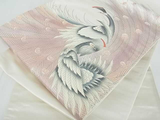 平和屋着物■六通太鼓柄袋帯 孔雀文 銀彩 逸品 mz1440
