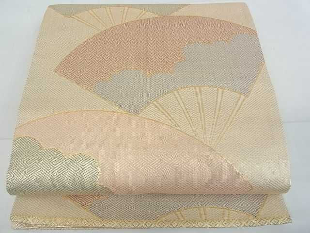平和屋着物■佐賀錦 六通柄袋帯 扇面吉祥文 金糸 逸品 mz1447