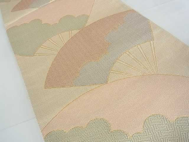 平和屋着物■佐賀錦 六通柄袋帯 扇面吉祥文 金糸 逸品 mz1447