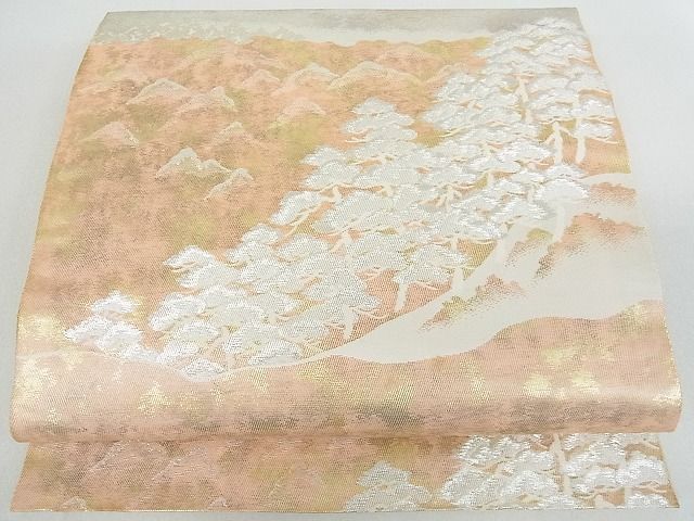 平和屋着物■六通柄袋帯 風景松文 金銀糸 引箔 逸品 mz1459