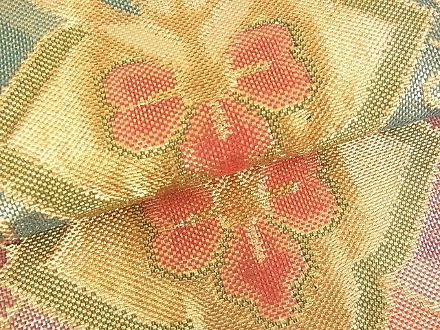 平和屋着物■佐賀錦 六通柄袋帯 花唐草菱文 金糸 逸品 mz1464