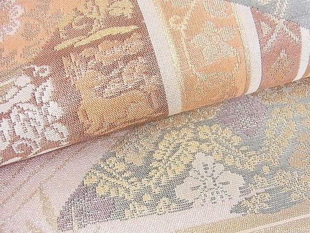 平和屋着物■六通柄袋帯 遠山裂取文 名物裂 金糸 逸品 mz2247