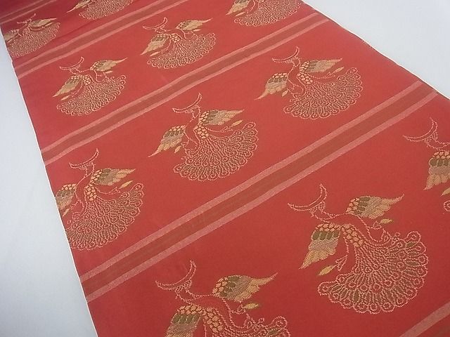 平和屋着物■全通柄袋帯 孔雀文 金糸 額縁仕立て 逸品 mz2261