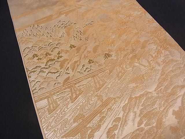 平和屋着物■六通柄袋帯 遠山流水樹林文 金糸 逸品 n-mz2710