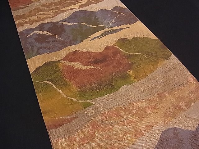 平和屋着物■六通柄袋帯 遠山流水文 金糸 逸品 n-mz2869