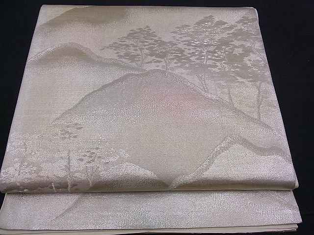 平和屋着物■六通柄袋帯 遠山樹林文 銀糸 逸品 n-mz3093