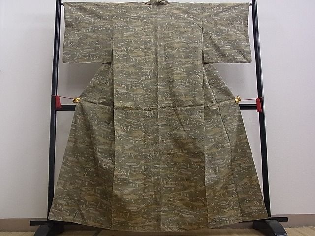 平和屋着物■上質な紬 風景花文 逸品 n-mz4484