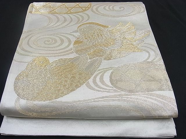 平和屋着物■六通柄袋帯 流水鴛鴦吉祥文 金銀糸 逸品 n-mz4868