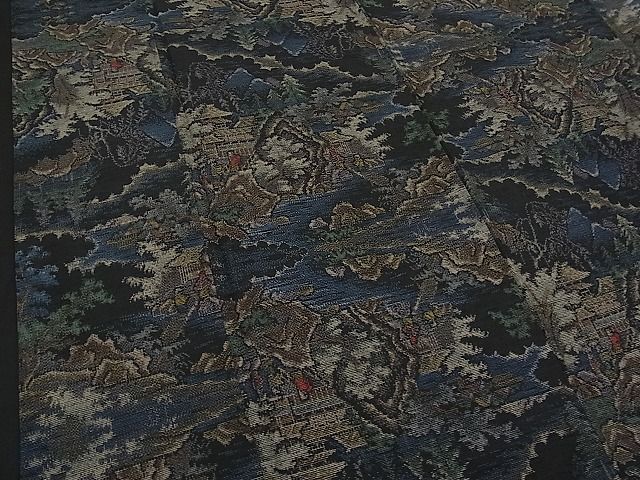 平和屋着物■上質な紬 遠山人物風景文 逸品 n-ab0288