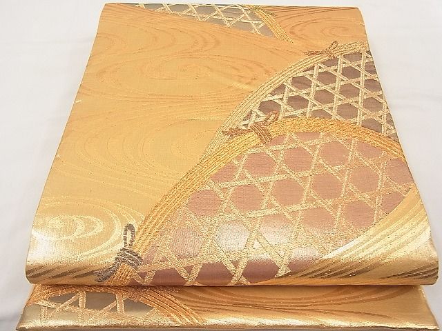 平和屋着物■六通柄袋帯 流水籬文 金糸 逸品 n-ab0669