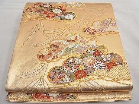 平和屋着物■六通柄袋帯 唐織 桃山新古典 金糸 逸品 n-ar2746