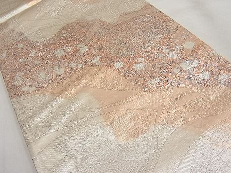 平和屋着物■六通柄袋帯 道長扇面花文 銀糸 逸品 n-ar2764