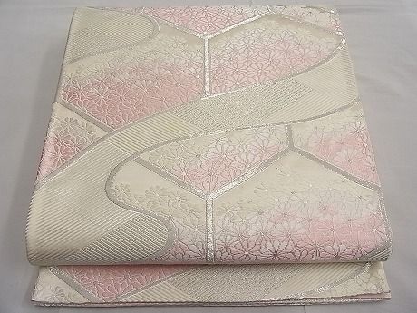 平和屋着物■六通柄袋帯 唐織 流水亀甲菊花文 銀糸 逸品 n-ar2798