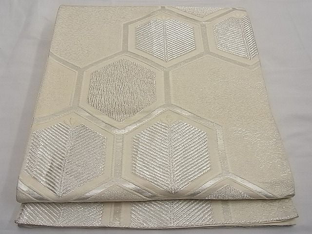平和屋着物■六通柄袋帯 唐織 作家物 亀甲花文 銀糸 逸品 n-ar2966