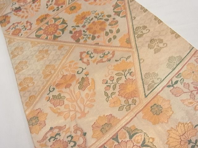 平和屋着物■六通柄袋帯 切嵌更紗花文 金糸 逸品 n-ar3246