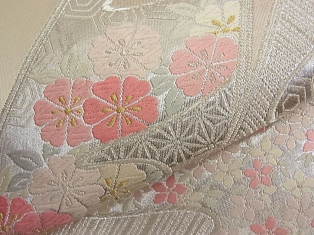 平和屋着物■六通柄袋帯 唐織 扇面粒子花文 金銀糸 やまとオリジナル 逸品 n-ar3688