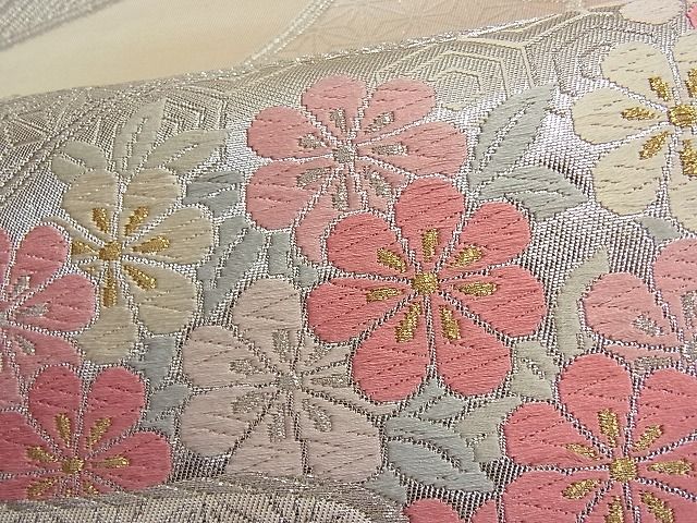 平和屋着物■六通柄袋帯 唐織 扇面粒子花文 金銀糸 やまとオリジナル 逸品 n-ar3688