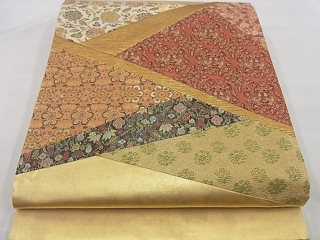 平和屋着物■太鼓柄袋帯 切嵌 向かい鳥花唐草文 逸品 n-by3743
