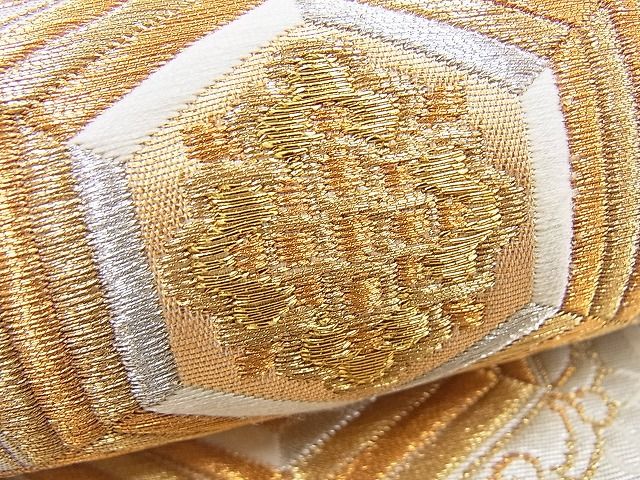 平和屋着物■六通柄袋帯 唐織 亀甲唐草文 金銀糸 逸品 n-cw0211