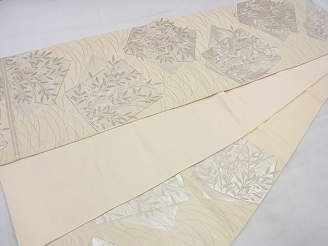 平和屋着物■六通柄袋帯 唐織 色紙重ね南天門 銀糸 逸品 n-cw0218