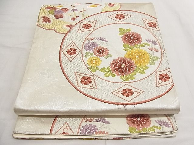 平和屋着物■六通柄袋帯 唐織 花絵柄文 金銀糸 逸品 n-da0101
