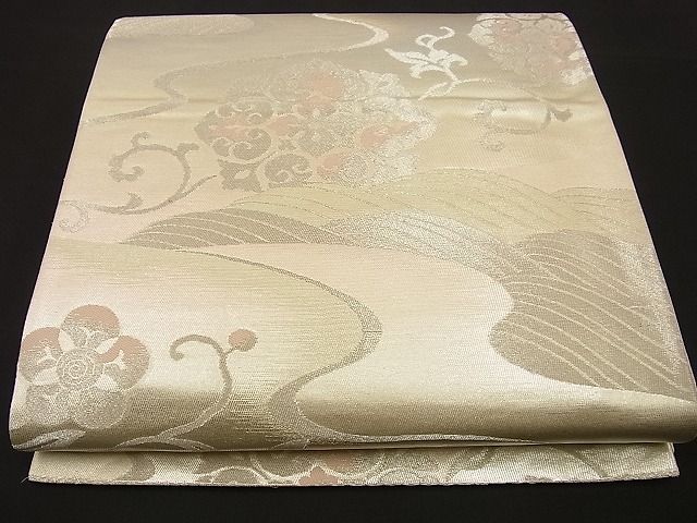 平和屋着物■六通柄袋帯 立波花唐草文 金糸 逸品 n-fn0902