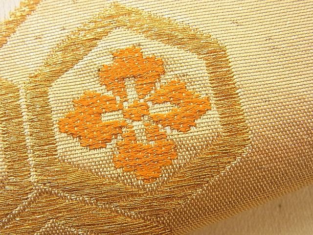 平和屋着物■六通柄袋帯 唐織 扇面吉祥花文 金糸 逸品 n-fn0917