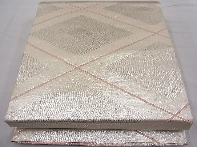 平和屋着物■両面六通柄袋帯 唐織 エ霞青海波文 銀糸 逸品 n-fw2357