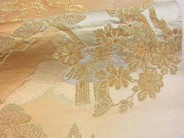 平和屋着物■六通柄袋帯 松楓風景花文 金銀糸 逸品 n-fw2358