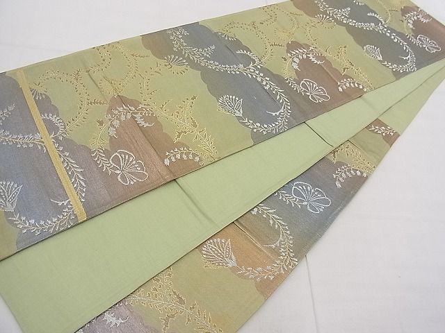 平和屋着物■六通柄袋帯 雲取り花唐草文 金銀糸 逸品 n-fw2359