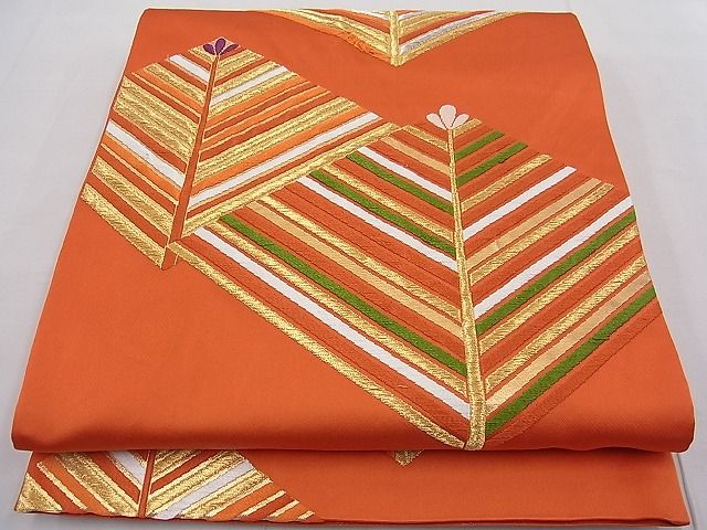 平和屋着物■六通柄袋帯 唐織 若松葉菱文 金銀糸 逸品 n-fw2360
