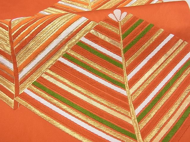 平和屋着物■六通柄袋帯 唐織 若松葉菱文 金銀糸 逸品 n-fw2360