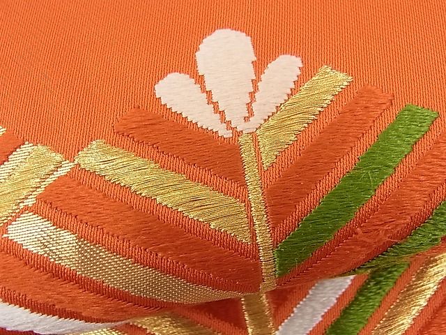 平和屋着物■六通柄袋帯 唐織 若松葉菱文 金銀糸 逸品 n-fw2360
