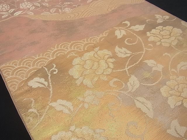 平和屋着物■六通柄袋帯 流水花唐草文 金銀糸 逸品 n-gh1824
