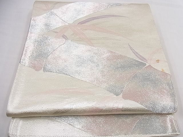 平和屋着物■六通柄袋帯 笹竹文 銀糸 逸品 n-gt2360