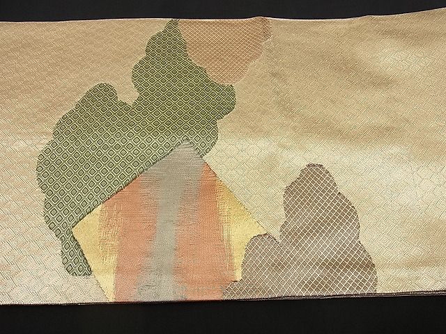 平和屋着物■佐賀錦 六通柄袋帯 雲取り吉祥色紙文様 金糸 逸品 n-ip0355