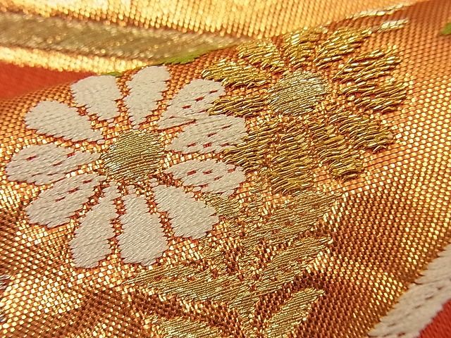 平和屋着物■六通柄袋帯 唐織 都緞子 金銀糸 逸品 n-ip0427