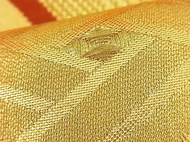 平和屋着物■六通柄袋帯 唐織 網代竹文 金糸 逸品 n-ip1185