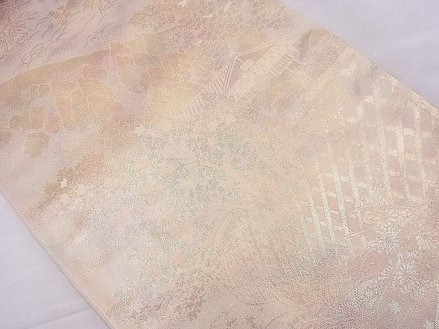 平和屋着物■六通柄袋帯 風景文 金糸 逸品 n-je2739