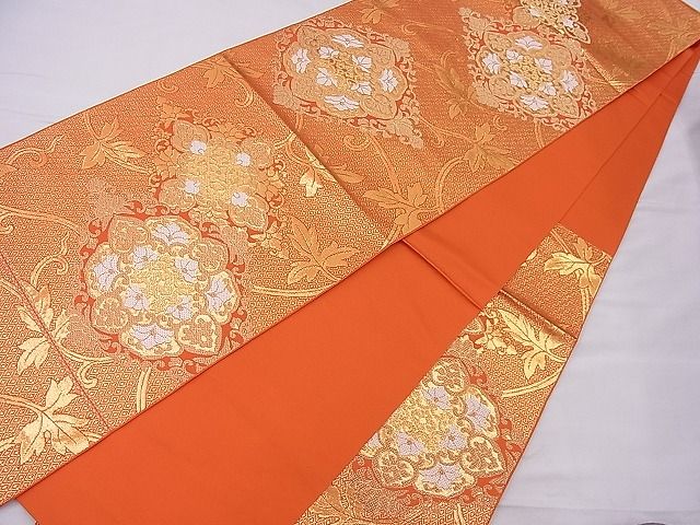 平和屋着物■六通柄本袋帯 吉祥花唐草文 金糸 逸品 n-je2762
