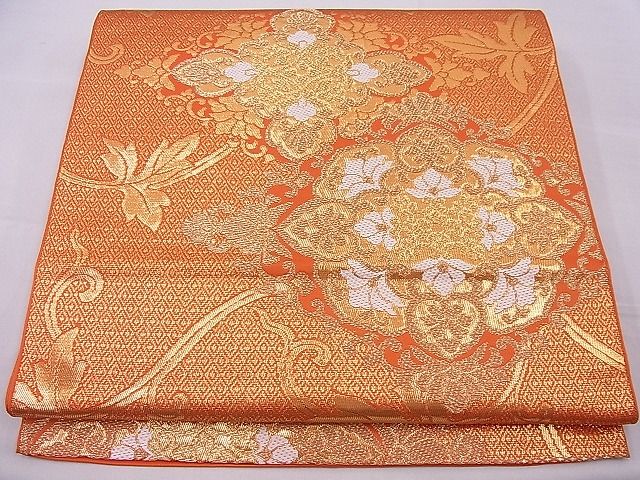 平和屋着物■六通柄本袋帯 吉祥花唐草文 金糸 逸品 n-je2762