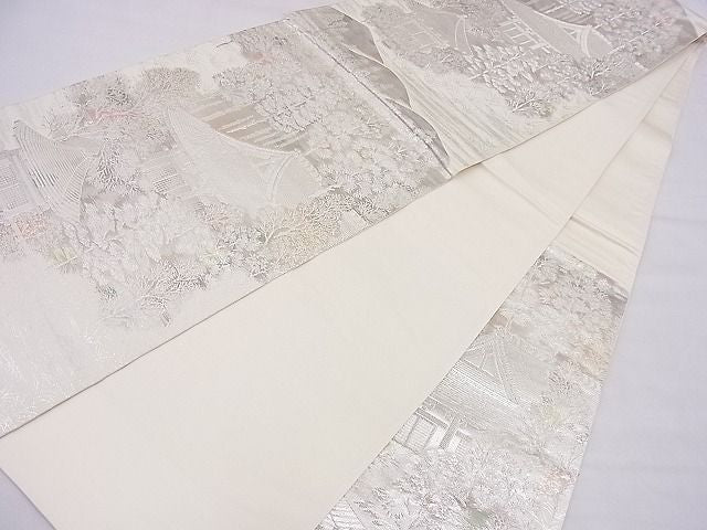 平和屋着物■六通柄袋帯 古京錦 二重引箔 銀糸 逸品 n-je3036