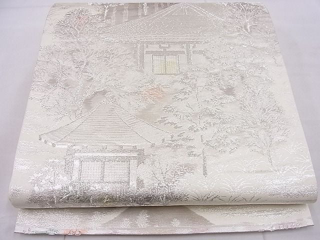 平和屋着物■六通柄袋帯 古京錦 二重引箔 銀糸 逸品 n-je3036