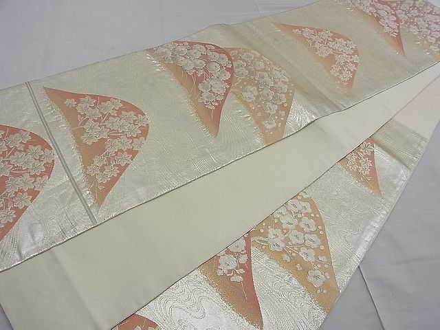 平和屋着物■六通柄袋帯 重ね山流水花文 金銀糸 逸品 n-kg2486